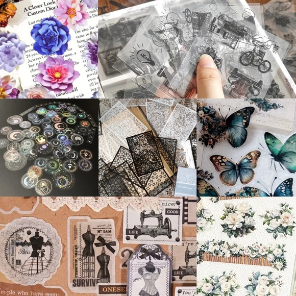 200x Junk Journal Kit Ephemera Stickers Diary Vintage Sapphire Floral Scrapbook - Picture 11 of 16